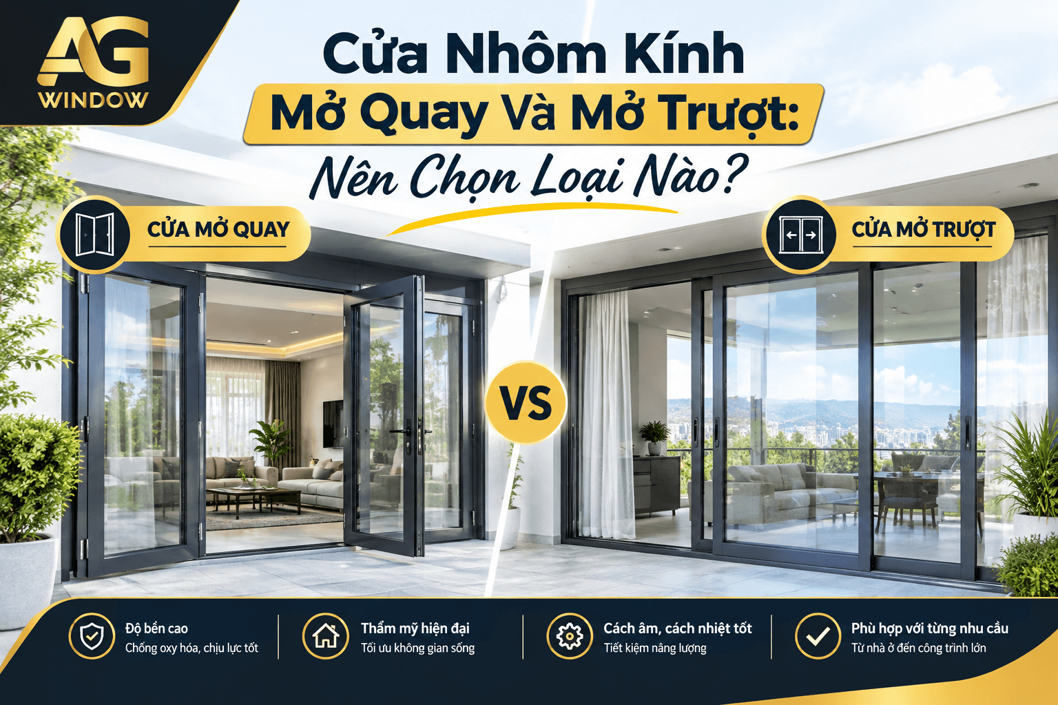 Cửa Nhôm Kính Mở Quay Và Mở Trượt: Nên Chọn Loại Nào?